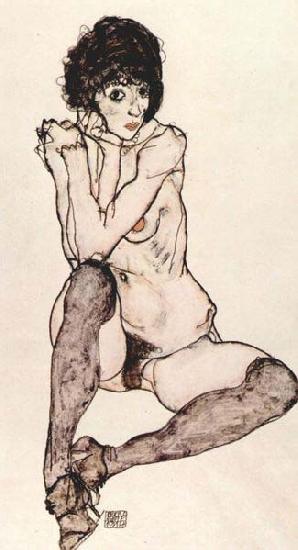 Egon Schiele Sitzender weiblicher Akt,